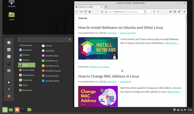 Escritorio de Linux Mint ejecutándose dentro de una ventana de VirtualBox